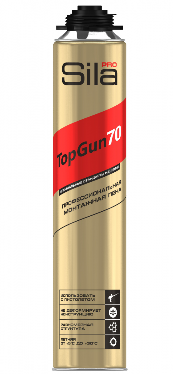 Sila Pro TopGun 70, профессиональная монтажная пена, 880 мл ( 1уп -12 шт)