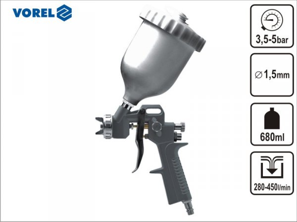 Пистолет-распылитель с верхним бачком VOREL 81618 HVLP