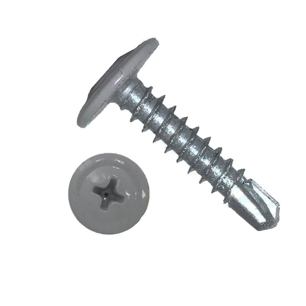 Саморез 4,2х13 RAL7004 серый по металлу полусфера с пресс-шайбой, сверло (200ф)