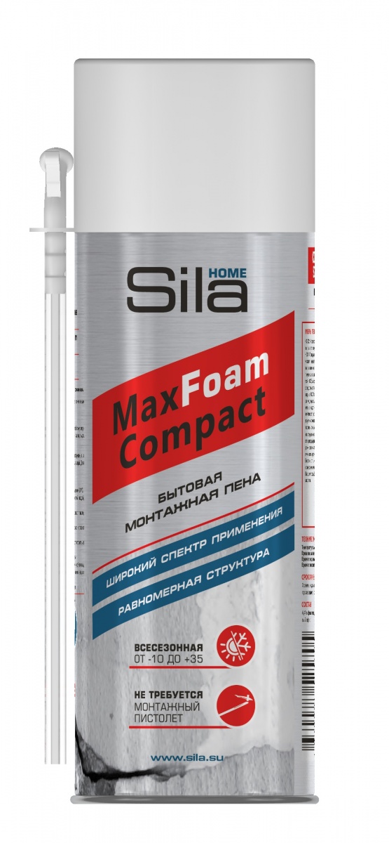 SILA HOME MAX FOAM COMPACT, пена монтажная всесезонная, 400 мл (1 кор. - 12шт)