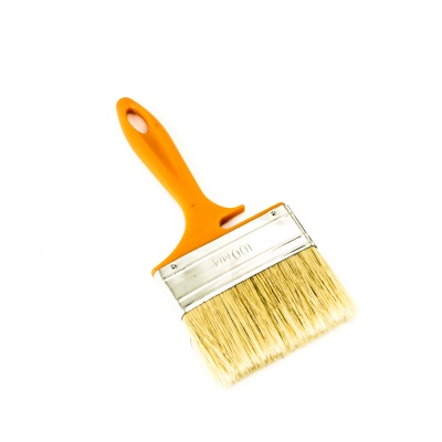 Кисть плоская Bohrer "Эмали" 100 мм (натур. щетина 51 х12 мм) оранж. пластиковая рукоятка Упаковка 12 шт.