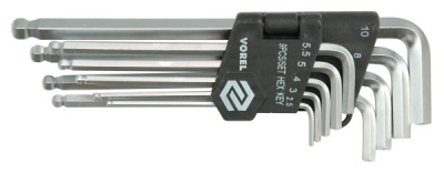 Набор шестигр. с шаром 9шт CrV 2,5-10мм VOREL