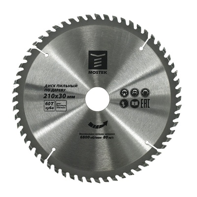 Диск пильный по дереву MosTek 210x30/20 мм, 60Т зуба (25/1)