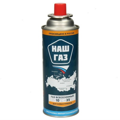 Баллон газовый для горелок "НАШ ГАЗ", всесезонный (-10°C +35°C), 520 см³, 220 г (Упаковка 12 шт)