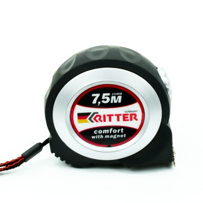 Рулетка Ritter Comfort измерительная  7,5м х 25мм, автостоп, магнит, обрезиненная ударопрочная