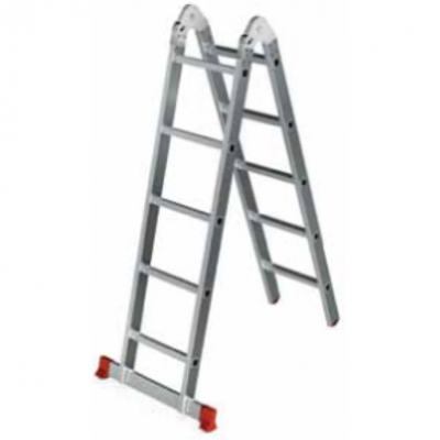 Лестница 2-секционная алюминиевая шарнирная Сарайлы-М 2х5, 2,91/1,42 м высота, 60х25 мм размер профиля, 1,25 мм толщина стенки