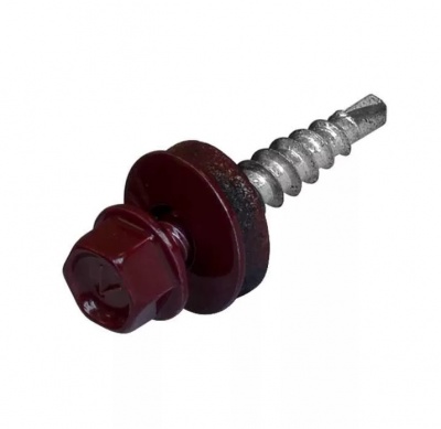 ПРОМ Саморез кровельный 4,8х38(35) RAL3005 (RR28) красное вино  (~ 4 300 - 4 800 шт.) (Цена за 1000 шт)
